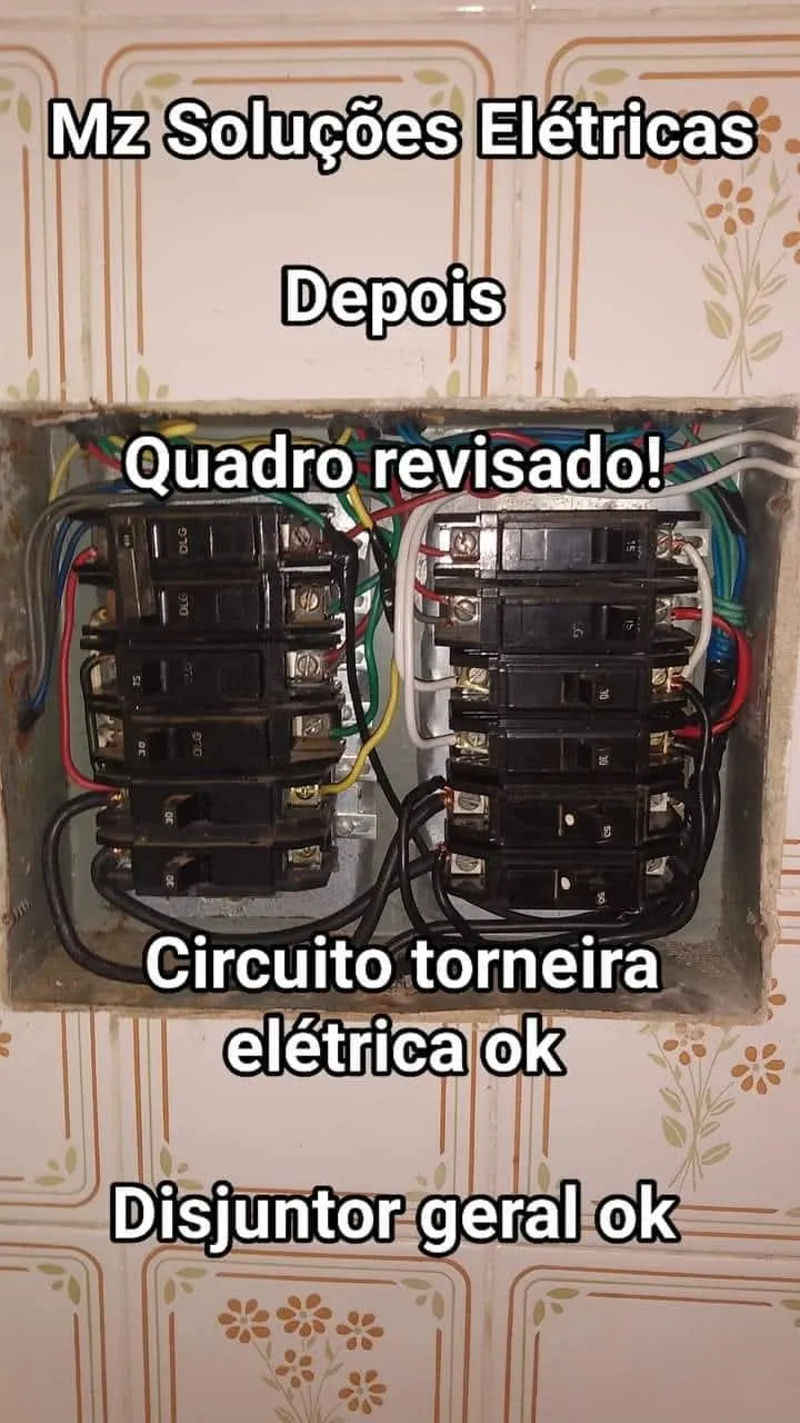 Depois: Quadro revisado: disjuntor geral e circuito da torneira elétrica