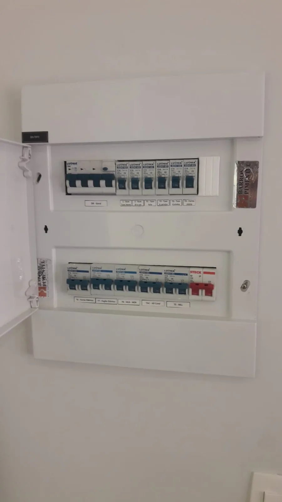Quadro elétrico finalizado com tampa e etiquetas