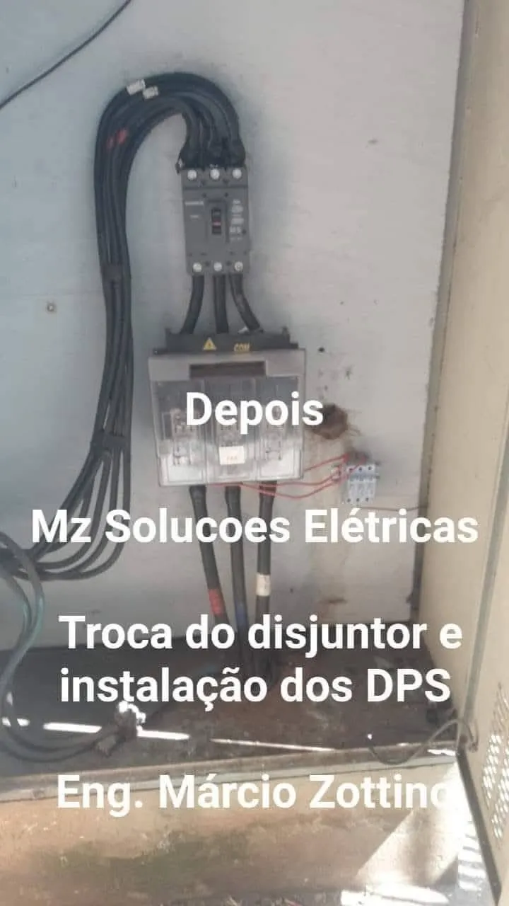 Disjuntor novo e DPS instalados no quadro